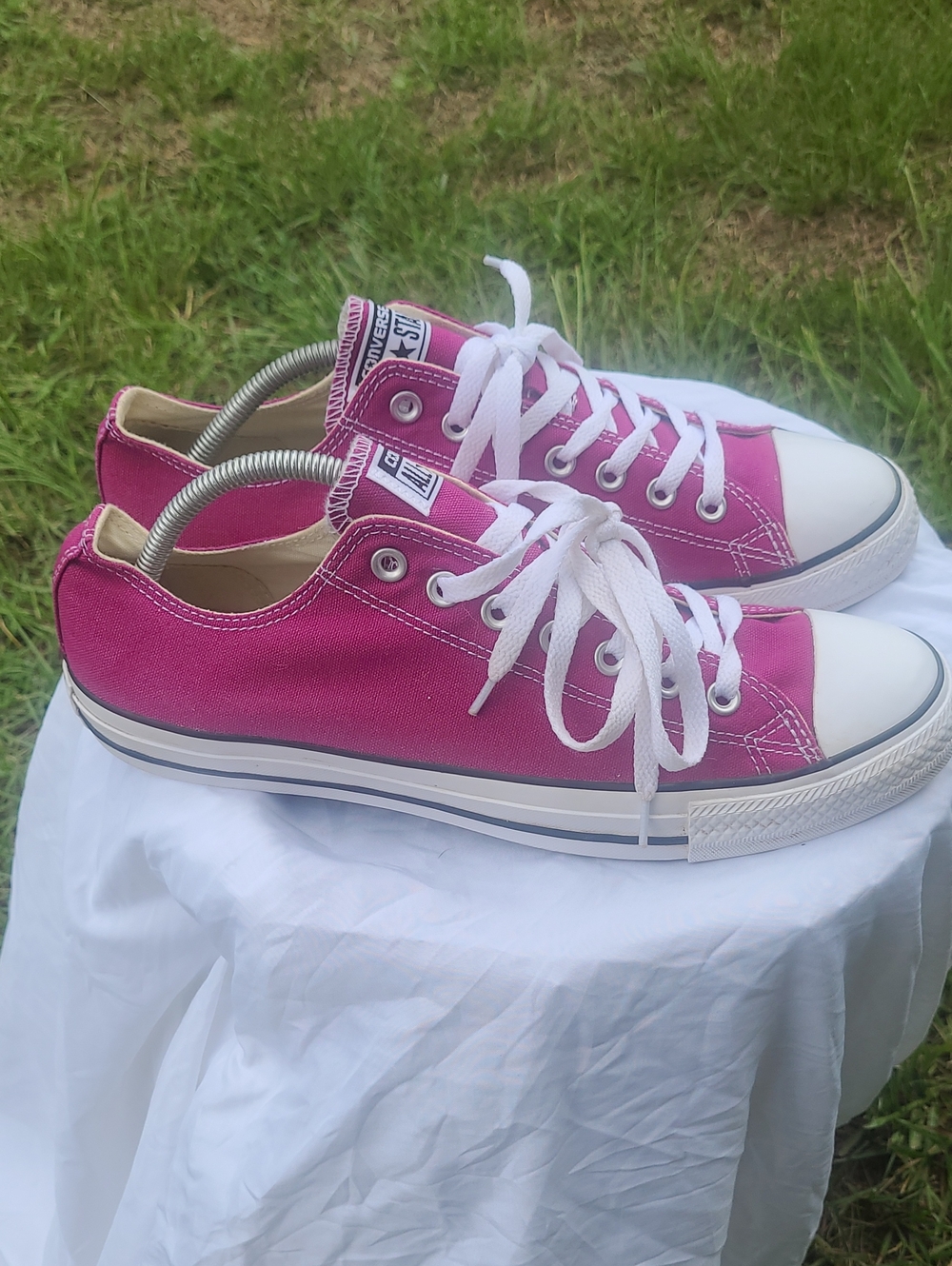 Converse Women's Low Top Canvas Sneakers - Purple with White Trim Size 12